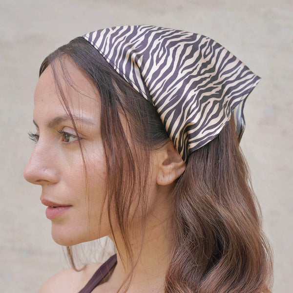 Zebra Patterned Headscarf - Green