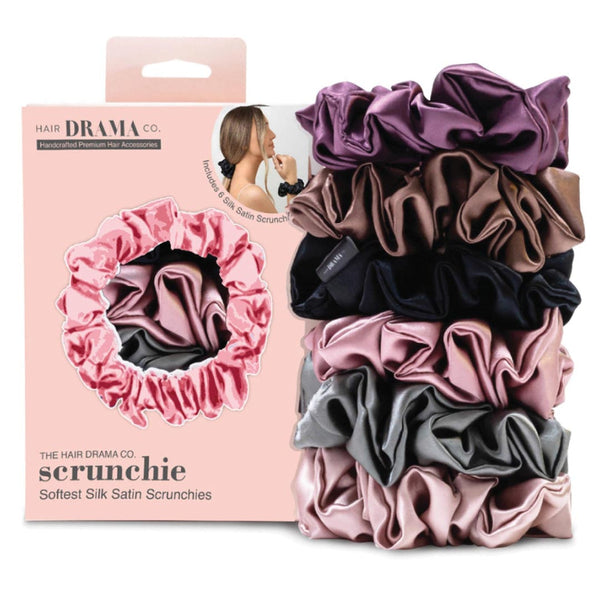 Pastel Silk Satin Scrunchies - Set of 6