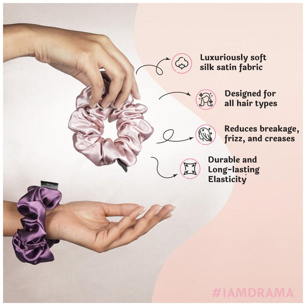 Pastel Silk Satin Scrunchies - Set of 6