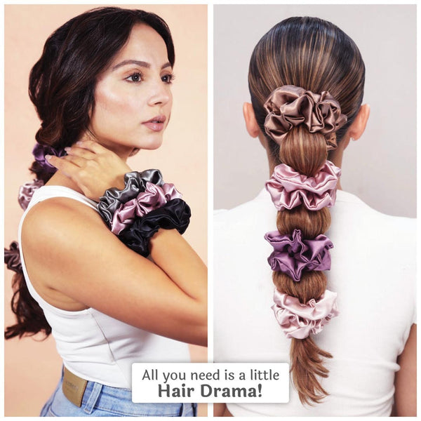 Pastel Silk Satin Scrunchies - Set of 6