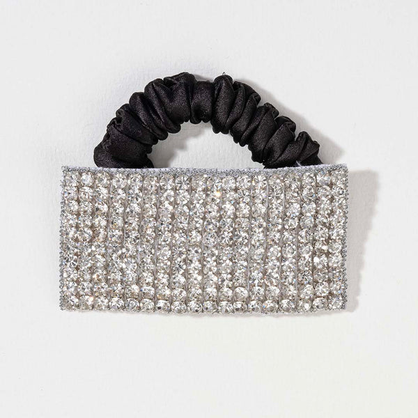 Embellished Crystal Ponytail Holder - Silver
