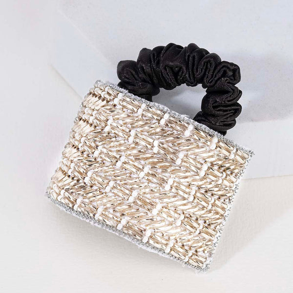 Embellished Ponytail Holder - Silver