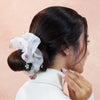 Oversized Organza Scrunchie with Charms - White
