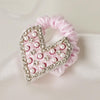 Embellished Heart Ponytail Holder - Light Pink