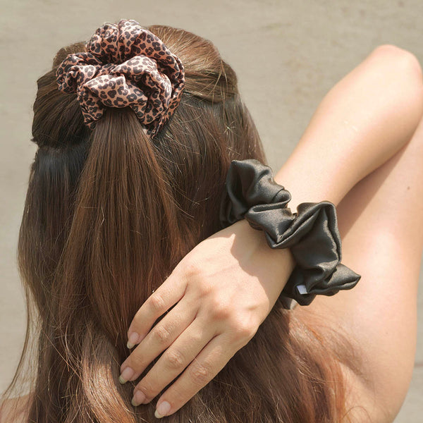 Lea Noir Scrunchies - Set of 2 - Brown