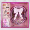 DIY Hair Drama Box with 2 Hair Bands, 1 Scrunchie, 1 Hair Bow, 11 Exclusive Charms, 200+ Crystals & 10 Pom Poms - Pink & Lilac