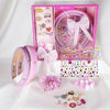 DIY Hair Drama Box with 2 Hair Bands, 1 Scrunchie, 1 Hair Bow, 11 Exclusive Charms, 200+ Crystals & 10 Pom Poms - Pink & Lilac