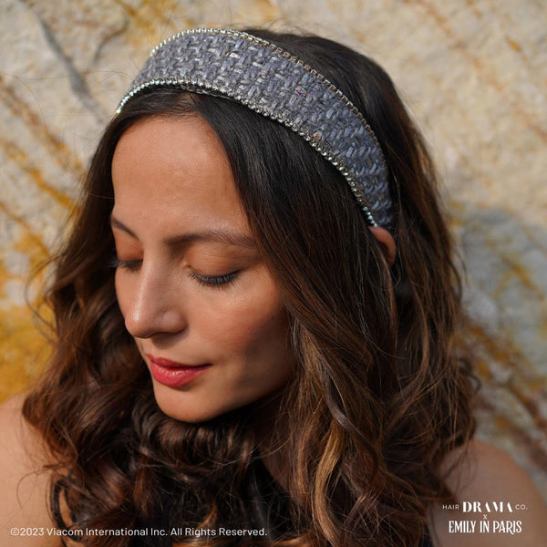 HDC x Emily in Paris Grey Tweed Crystal Flat Hair Band