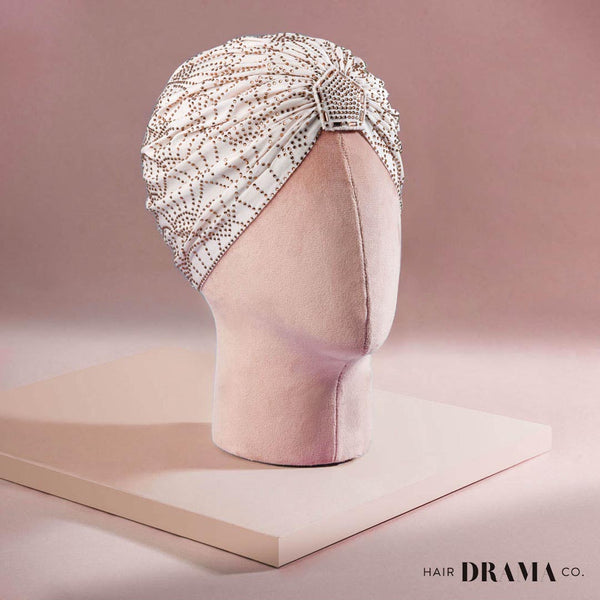 Off - White Turban - Golden Crystals