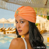 Neon Orange Ribbed Turban with Starfish Metal Broach