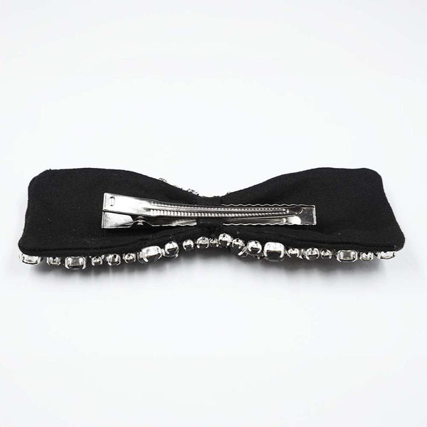 Embellished Crystal Hair Bow Alligator Clip - Black