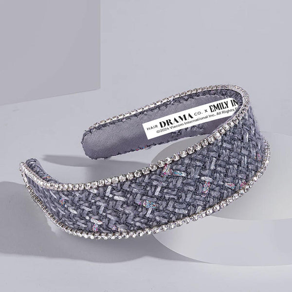 HDC x Emily in Paris Grey Tweed Crystal Flat Hair Band