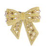 Embellished Crystal Hair Bow Barrette Clip - Golden