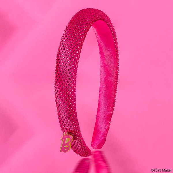 Barbie Rhinestone Puff Hair Band with Barbie Charm - Hot Pink