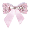 Embellished Crystal Hair Bow Barrette Clip - Pink