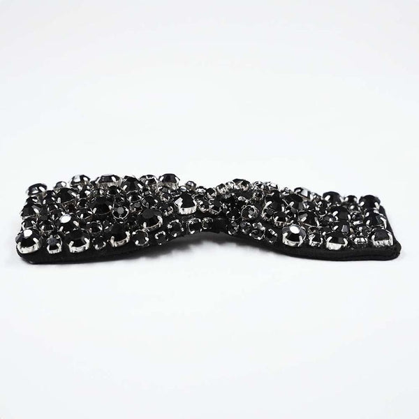 Embellished Crystal Hair Bow Alligator Clip - Black
