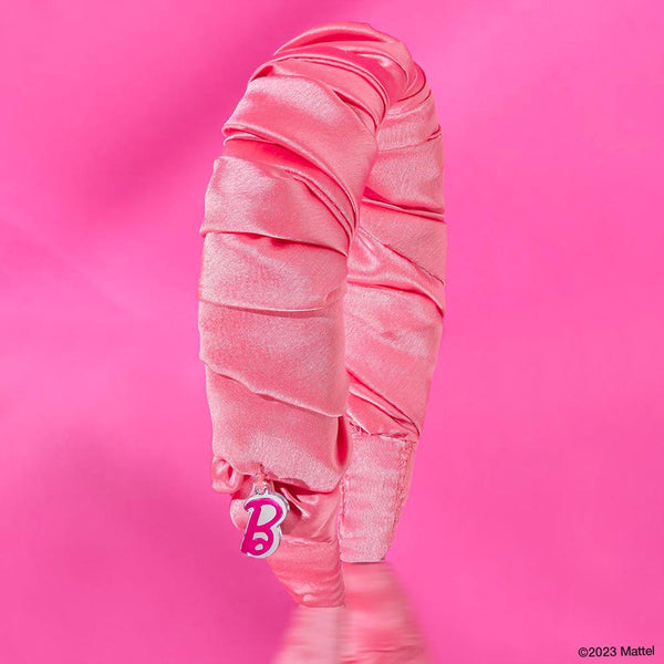 Barbie Satin Ruffle Hair Band with Barbie Charm - Pink
