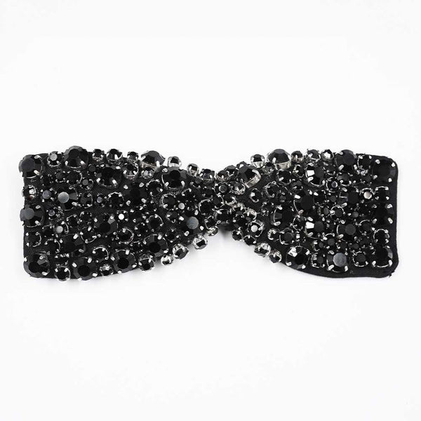 Embellished Crystal Hair Bow Alligator Clip - Black