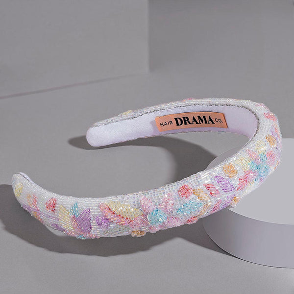 Floral Puff Hair Band - Pastel