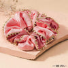 Large Dual color Silk Satin Scrunchy with Gota Patti - Pink & Peach
