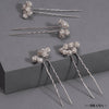 Set of 4 Embellished Pearls U Pins - Silver