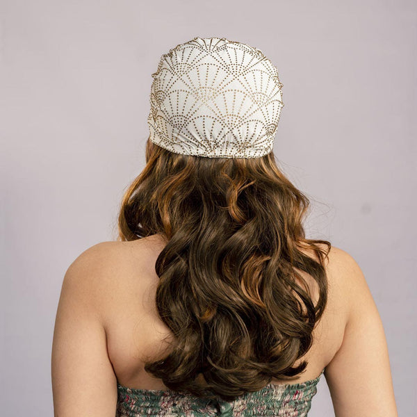 Off - White Turban - Golden Crystals