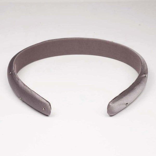 100% Mulberry Silk Puff Hair Band with Rhinestones - Grey