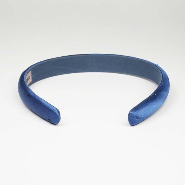 100% Mulberry Silk Puff Hair Band with Rhinestones - Royal Blue