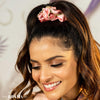 Large Dual color Silk Satin Scrunchy with Gota Patti - Pink & Peach