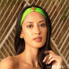 Neon Green Textured Hair Band with Starfish Metal Broach