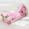 Velvet Charm Knotted Headband - Pink