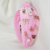 Velvet Charm Knotted Headband - Pink