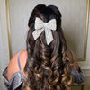 Embellished Crystal & Pearl Hair Bow Barrette Clip - Silver