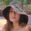 Oversized Embellished Beach Floppy Hat - Black