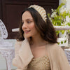 Irina Knotted Hair Band - White & Gold