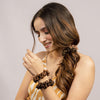 Luxury Scrunchies Set of 4 with Free Pouch - Brown Crystal Gift Set