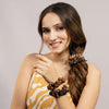Luxury Scrunchies Set of 4 with Free Pouch - Brown Crystal Gift Set